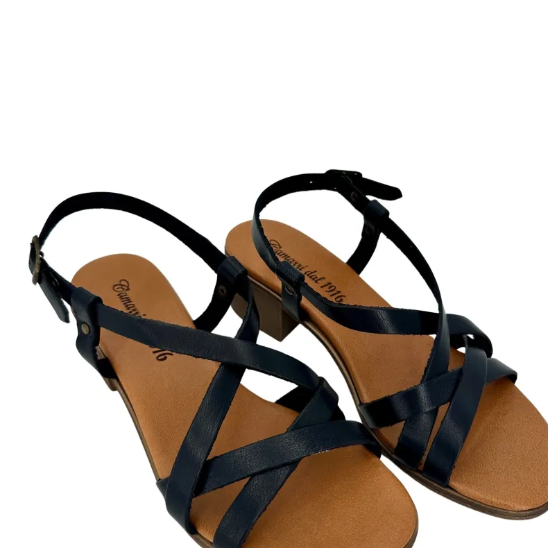 50 Heel Sandal In Black Leather