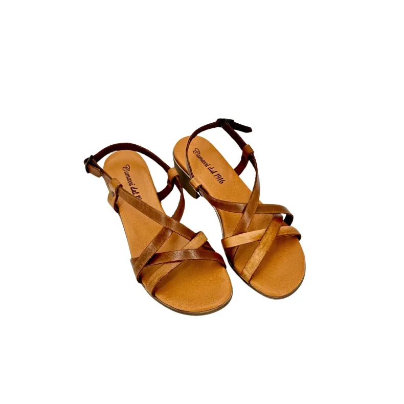 50 Heel Sandal In Tan Leather