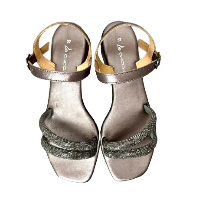 Anthracite Jewel Sandal In Leather