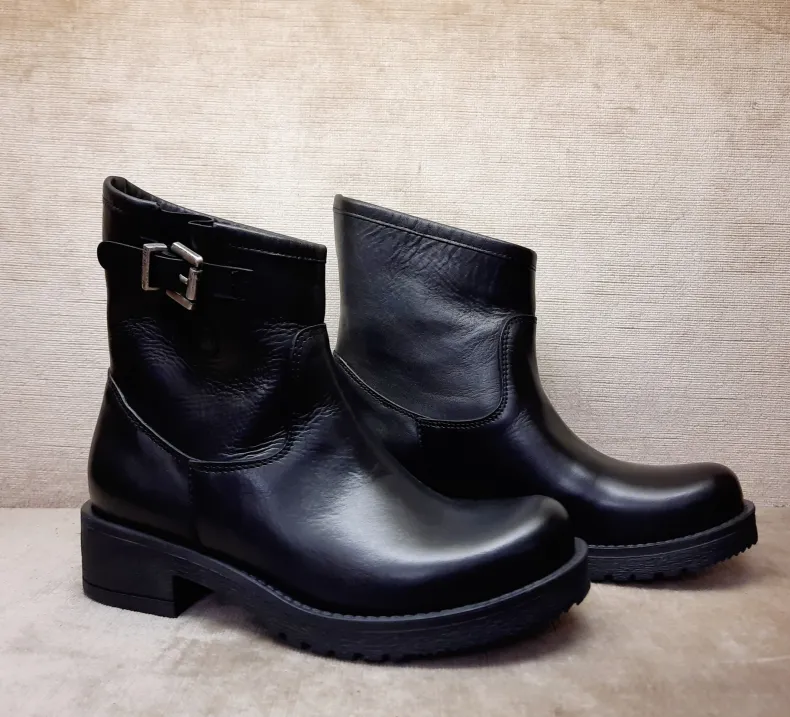 Asymmetrical Leather Ankle Boot