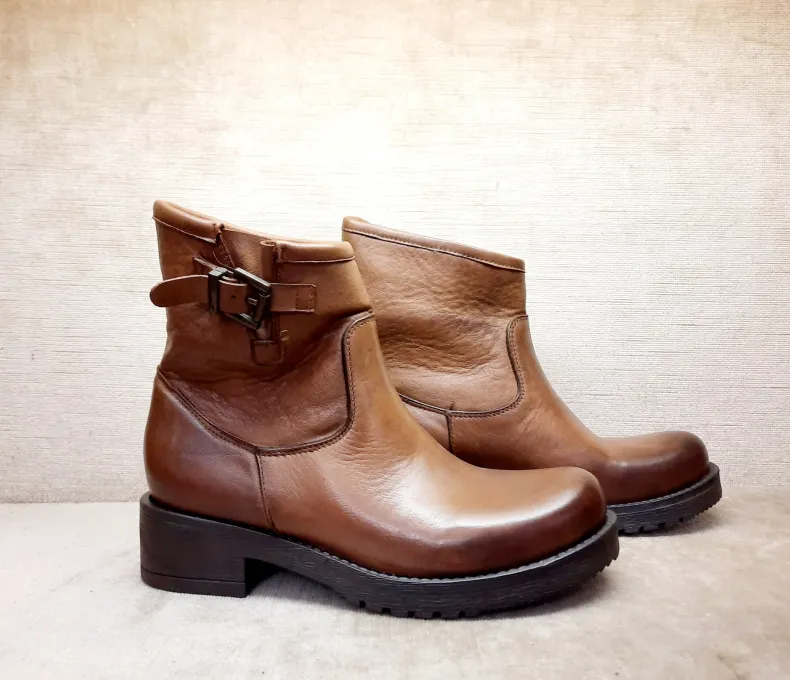 Asymmetrical Leather Ankle Boot