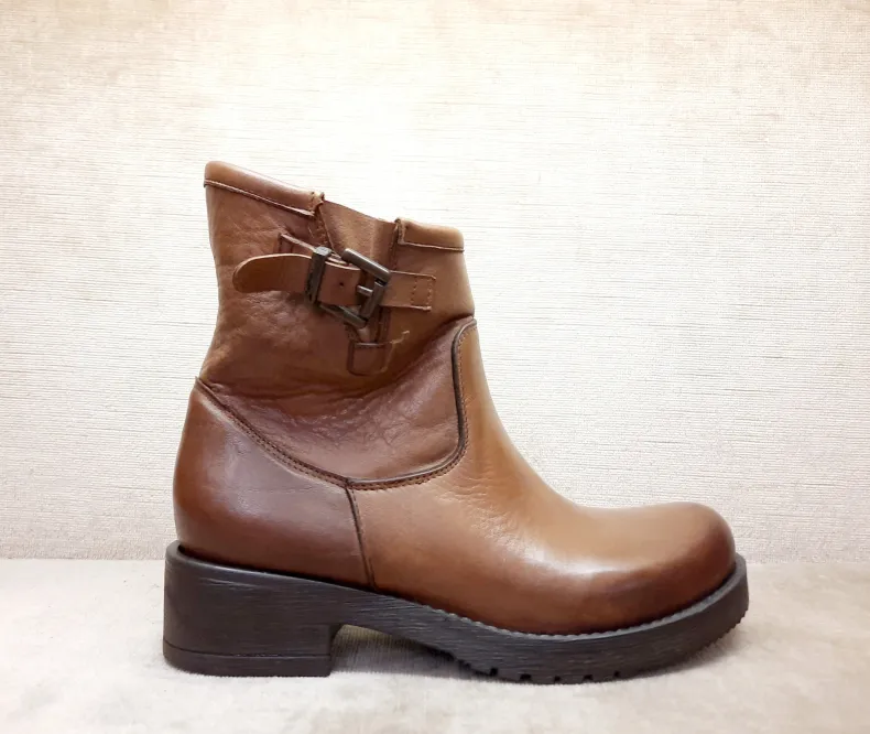 Asymmetrical Leather Ankle Boot