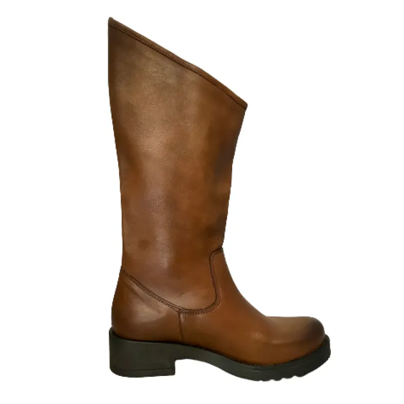 Asymmetrical Leather Boot With Heel