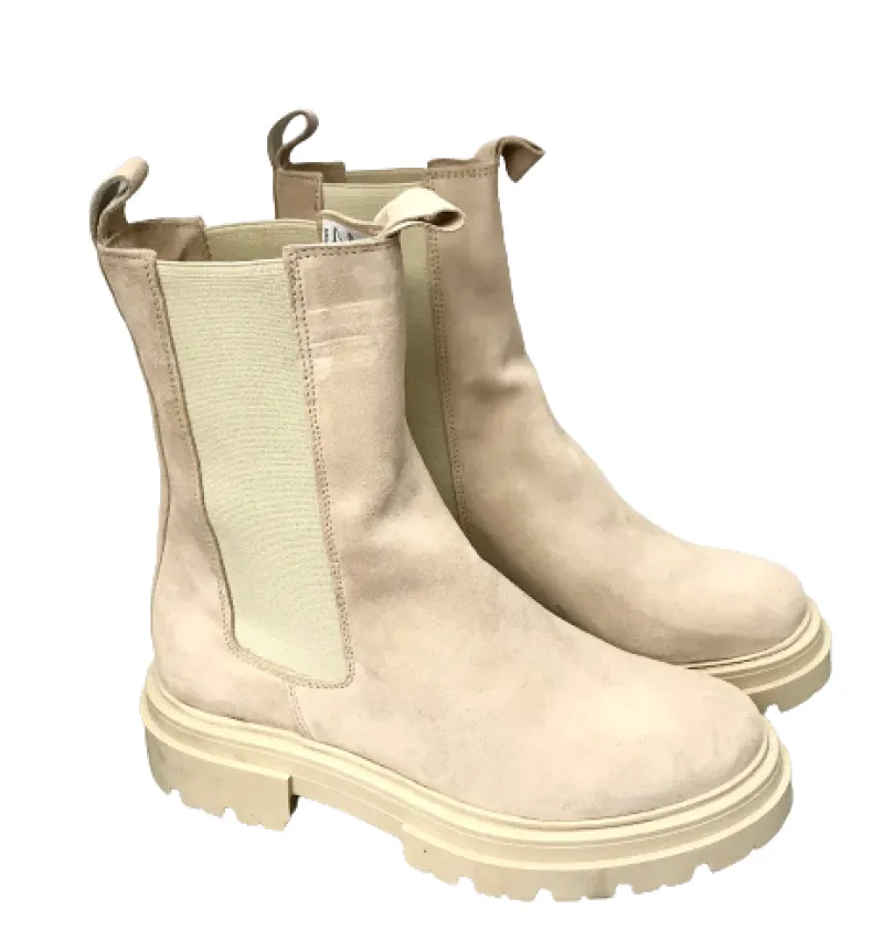 Beatles In Powder Pink Suede With Cream Background