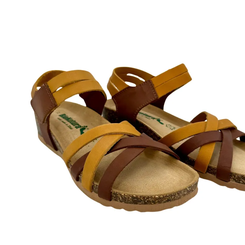 Bionatura Sandal In Yellow Leather And Tan
