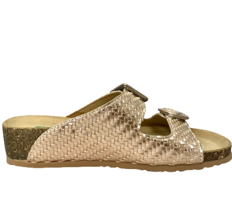 Bionatura Slipper In Powder Pink Woven Leather