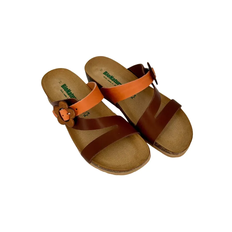 Bionatura Slipper In Brown And Orange Leather