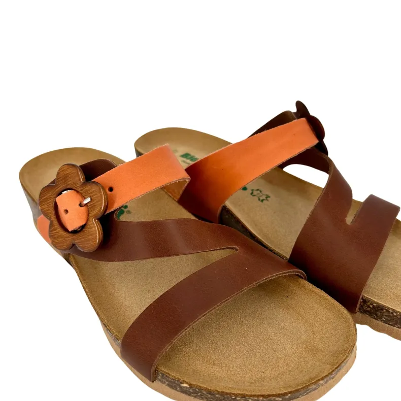 Bionatura Slipper In Brown And Orange Leather