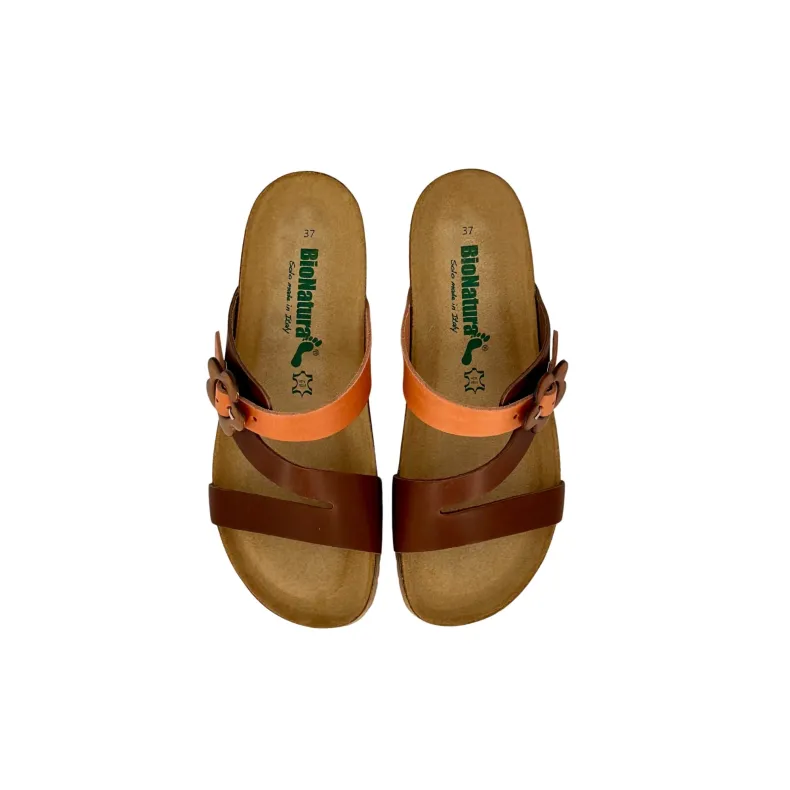 Bionatura Slipper In Brown And Orange Leather