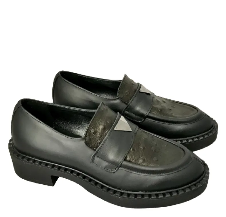 Black And Bronze Leather Moccasin