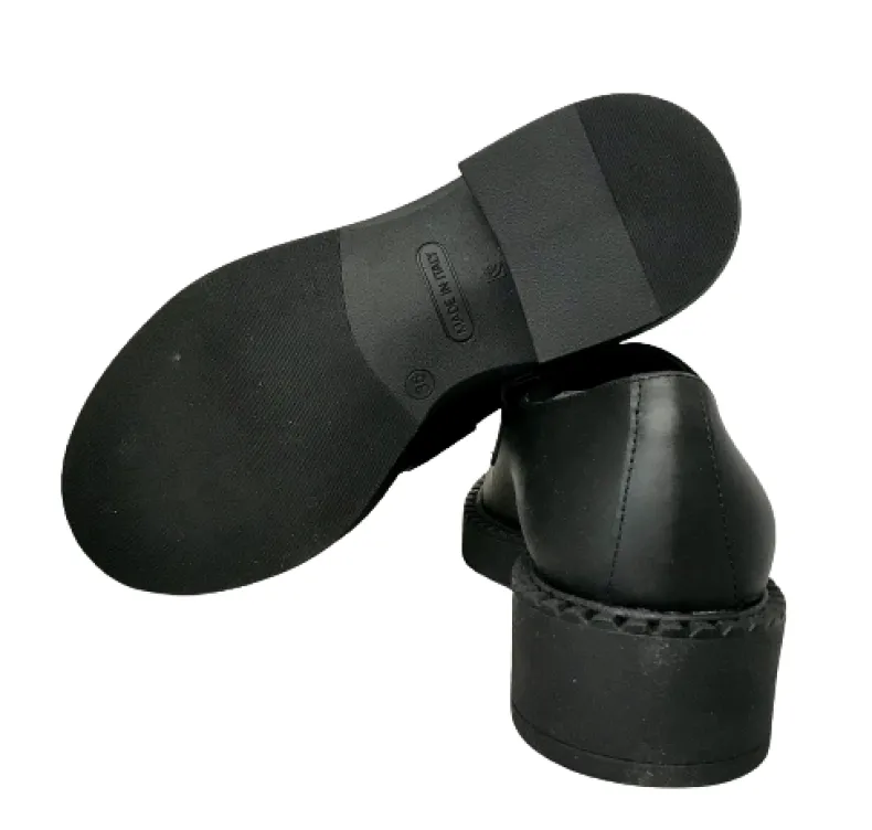 Black And Bronze Leather Moccasin