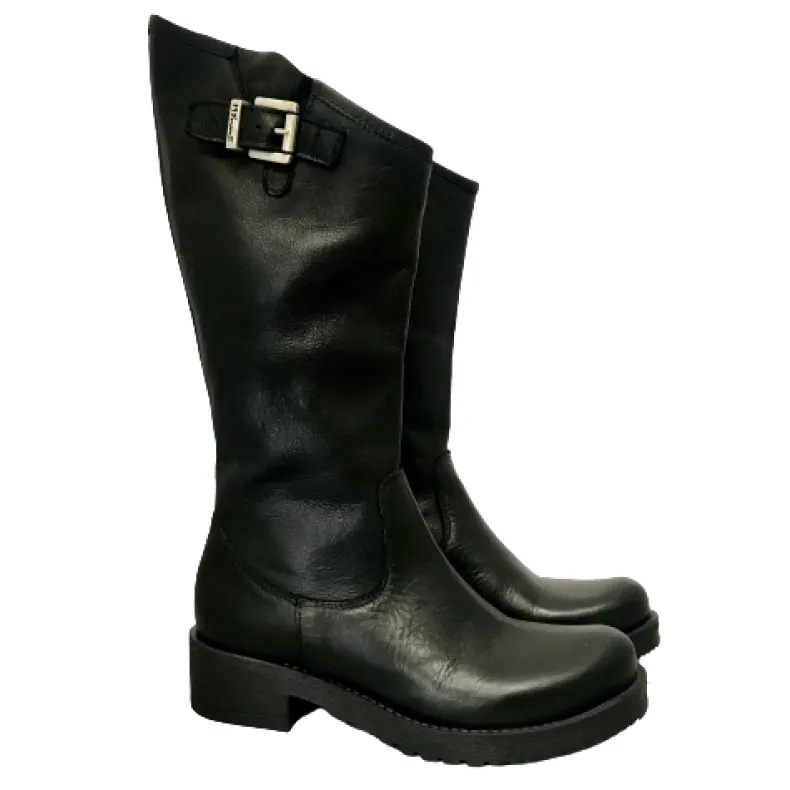 Black Asymmetrical Boot With Heel