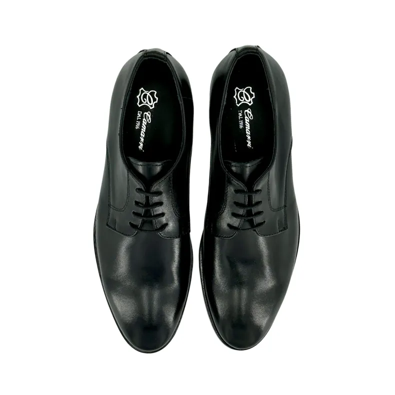 Black Derby Lace-up Shoes With Smooth Blake Construction