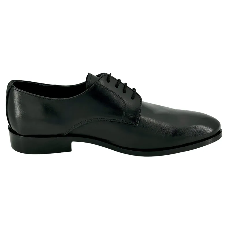 Black Derby Lace-up Shoes With Smooth Blake Construction
