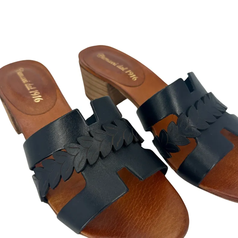 Black Dipped Leather Slipper