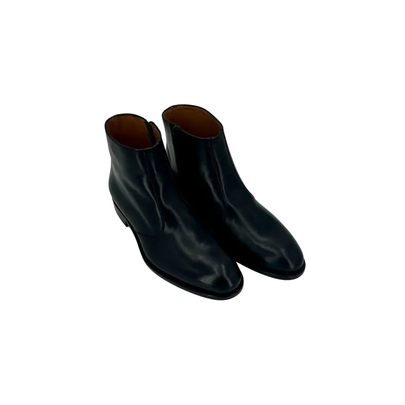 Black Handmade Ankle Boot With Zip