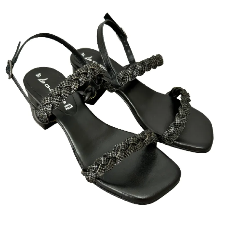 Black Jewel Sandal In Leather