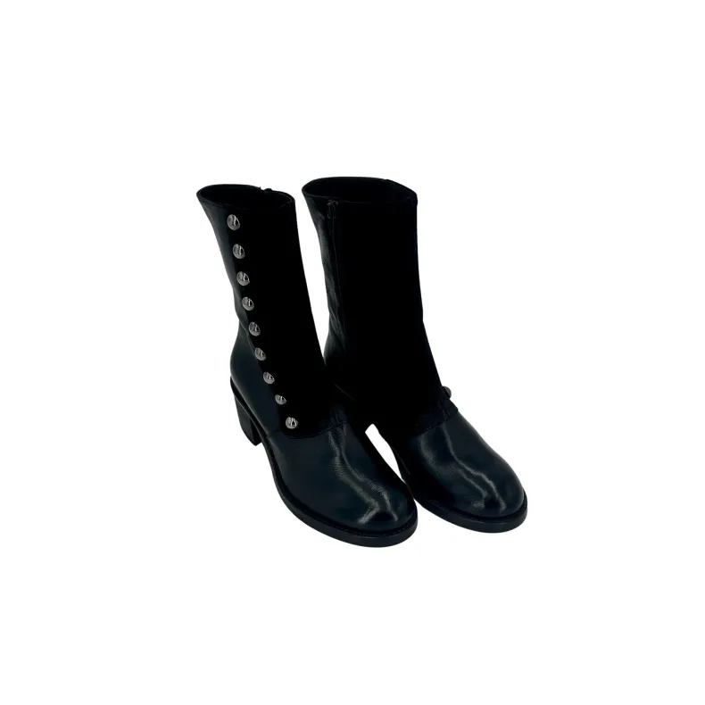 Black Leather Ankle Boot With Camarri 1916 Buttons