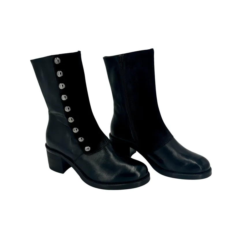 Black Leather Ankle Boot With Camarri 1916 Buttons