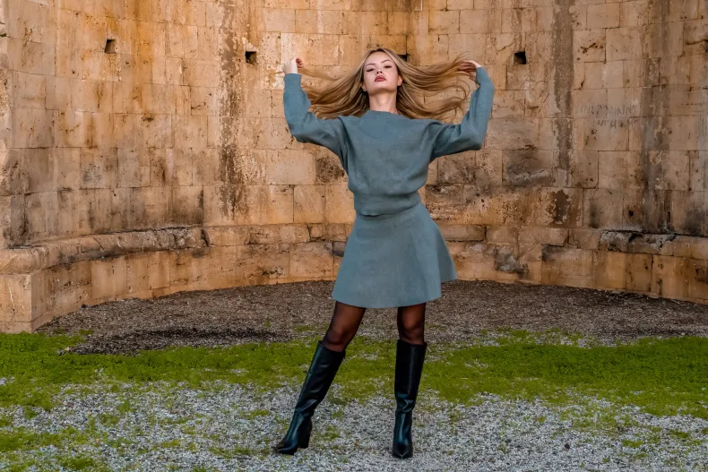 Black Leather Boot With Heel