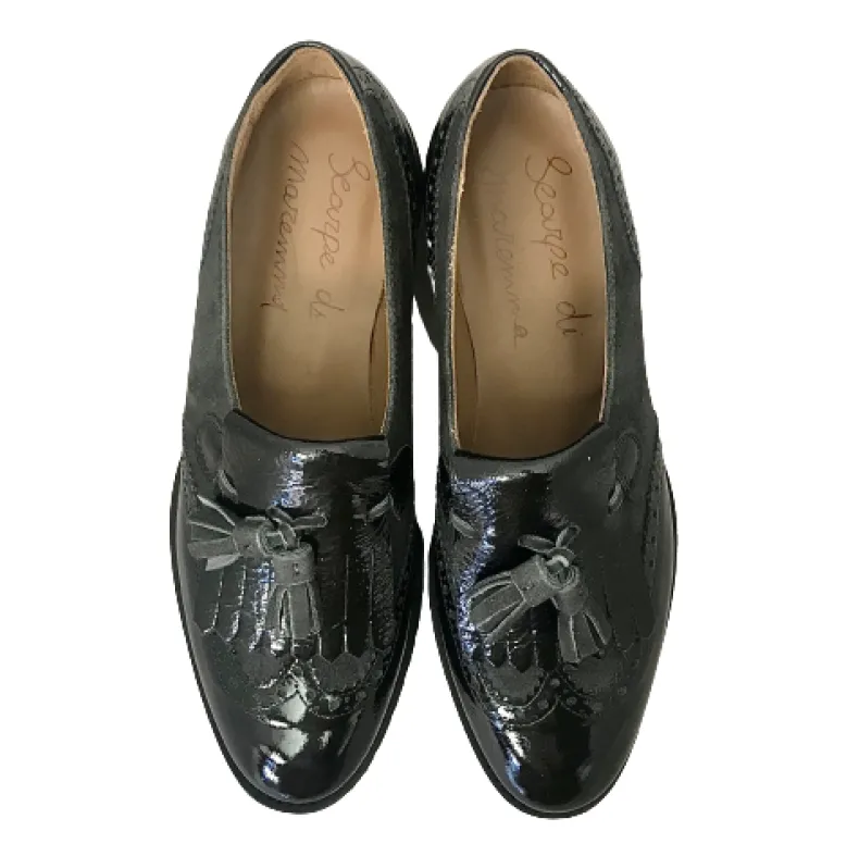 Black Patent Moccasin And Anthracite Suede