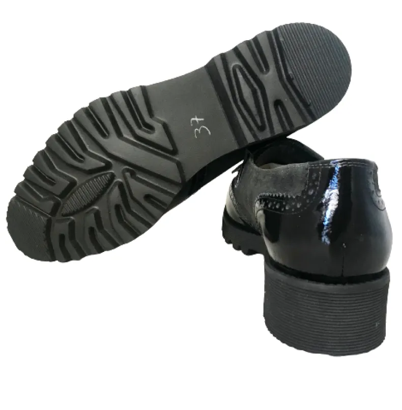 Black Patent Moccasin And Anthracite Suede