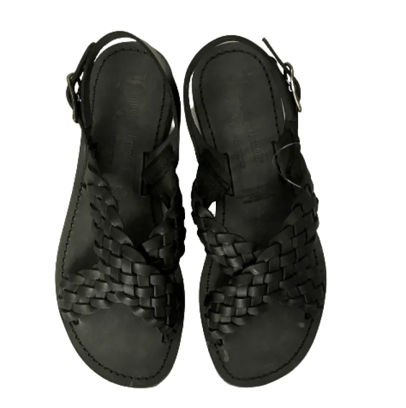 Black Sandal In Hand-woven Leather Mod. 9923