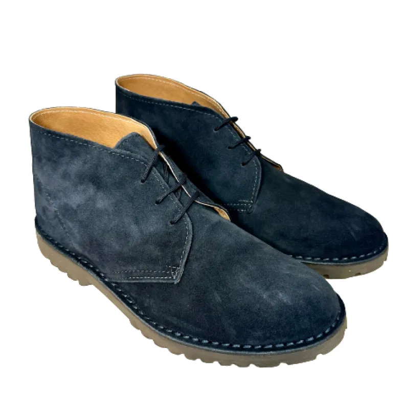 Blue Artisan Ankle Boot With Internal Leather Tank