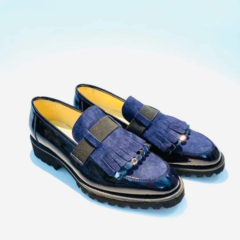 Blue Leather / Suede Moccasin