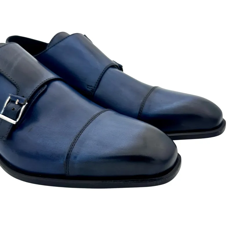 Blue Shaded Double Buckle Shoe