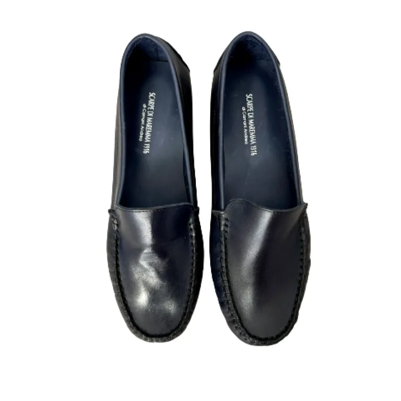 Blue Unlined Handmade Moccasin