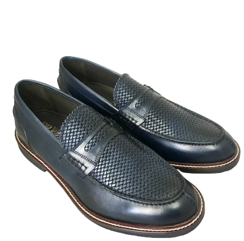 Blue Woven College Moccasin
