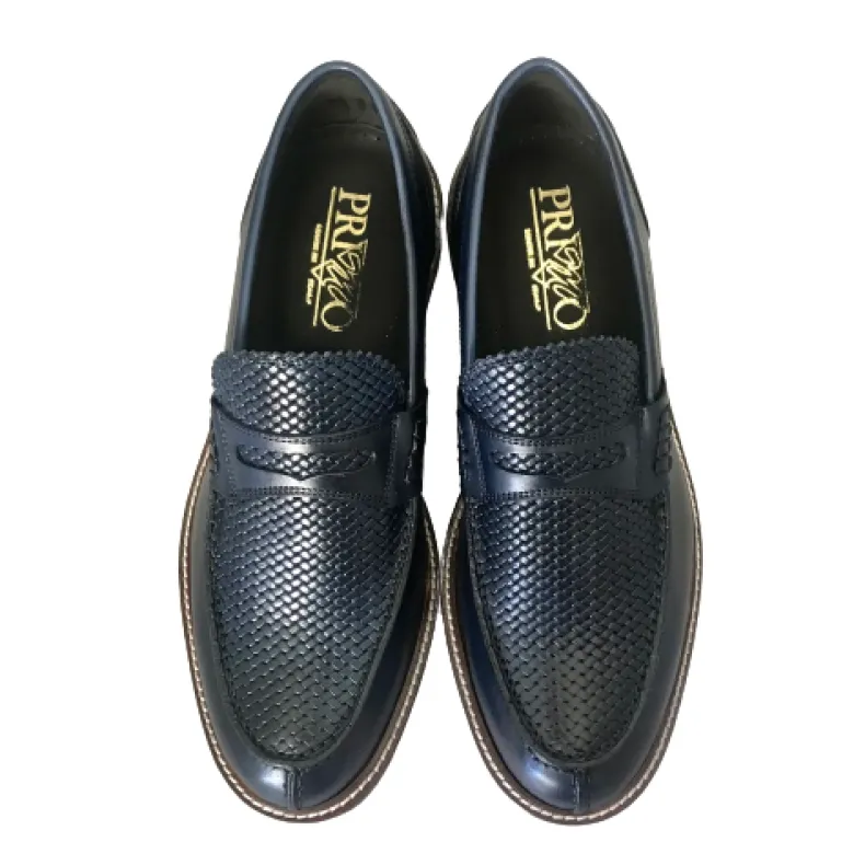 Blue Woven College Moccasin