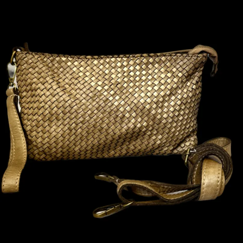 Braided Leather Bag With Shoulder Strap And Strap