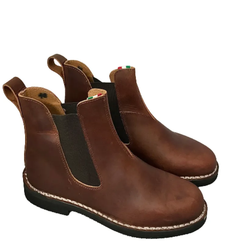 Brown Handcrafted Beatles In Greased Leather