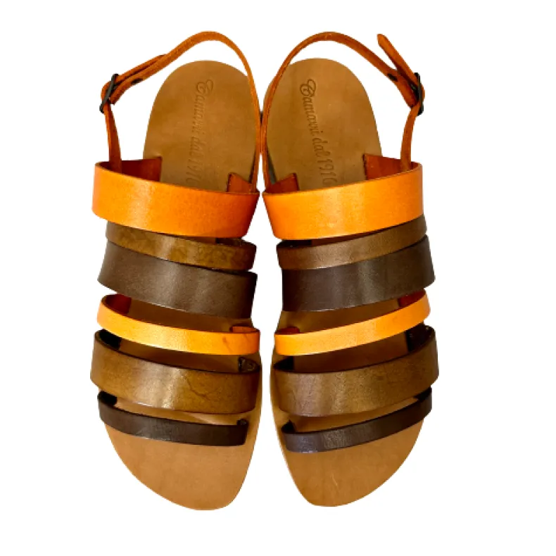 Brown Multicolored Handmade Sandal