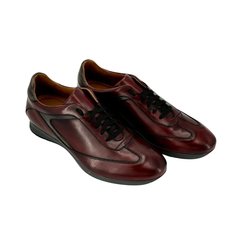 Burgundy And Gray Low Sneakers