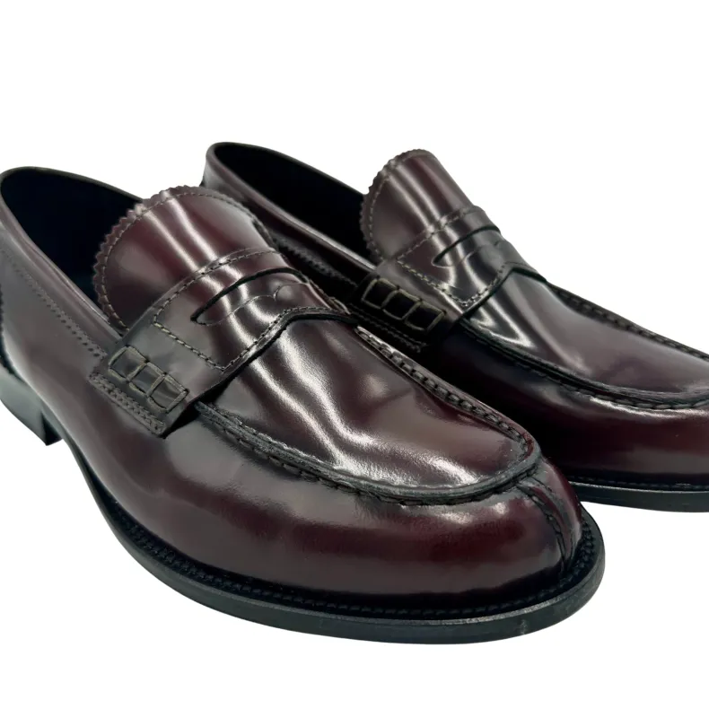 Burgundy Brushed College Moccasin Stitched Blake