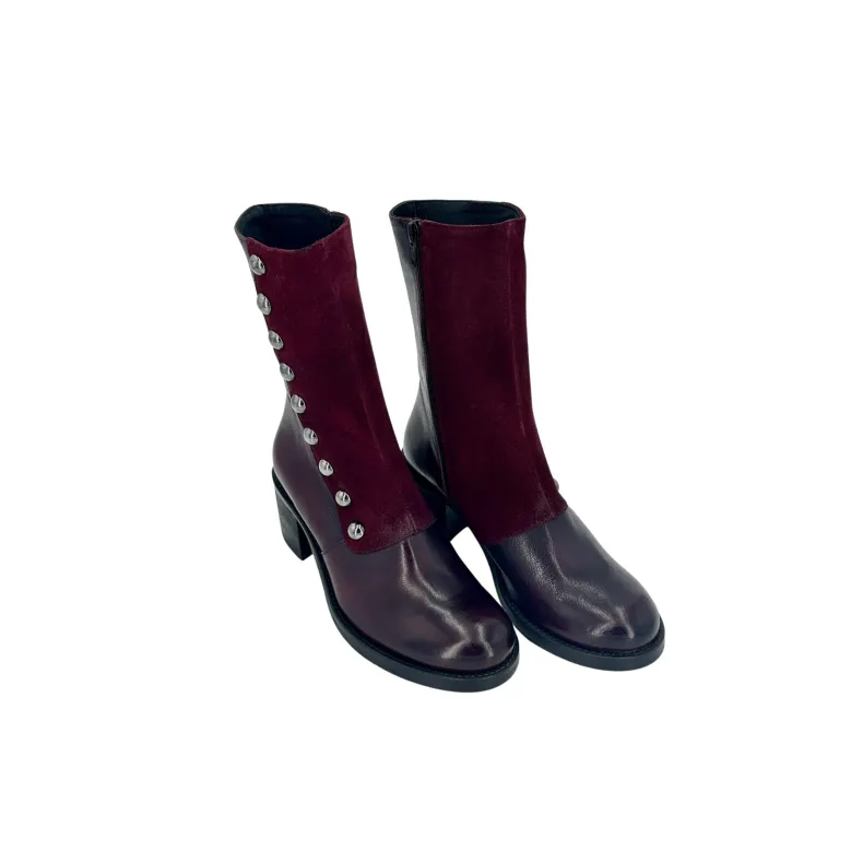 Camarri 1916 Bordeaux Leather Ankle Boot With Buttons