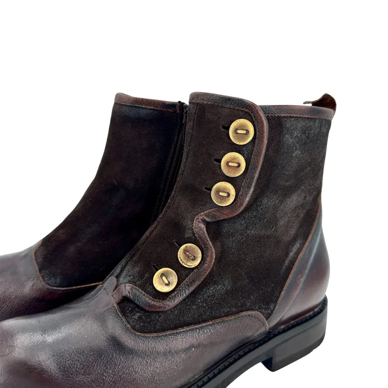 Camarri 1916 Dark Brown Leather And Suede Ankle Boot