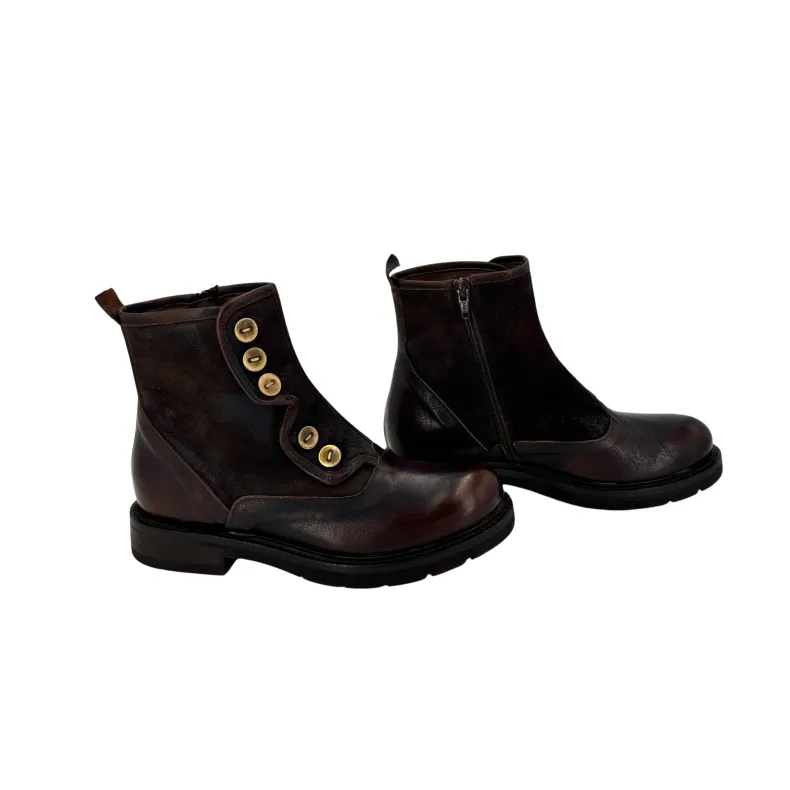 Camarri 1916 Dark Brown Leather And Suede Ankle Boot