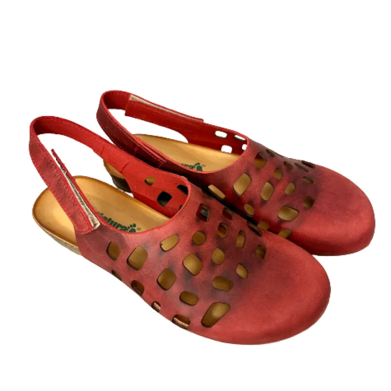 Closed Toe Bionatura Sandal In Coral Oiled Leather