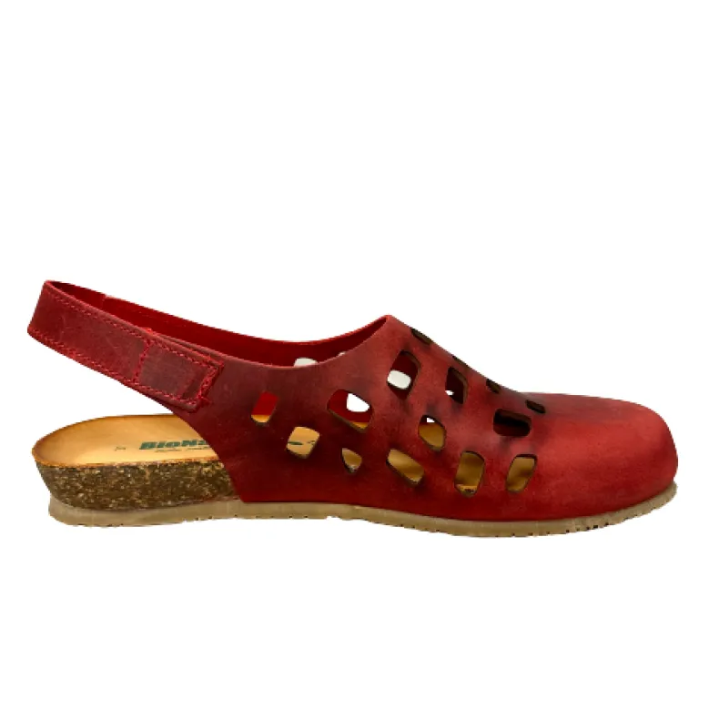 Closed Toe Bionatura Sandal In Coral Oiled Leather