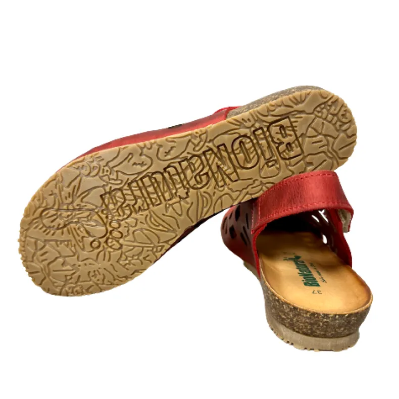 Closed Toe Bionatura Sandal In Coral Oiled Leather