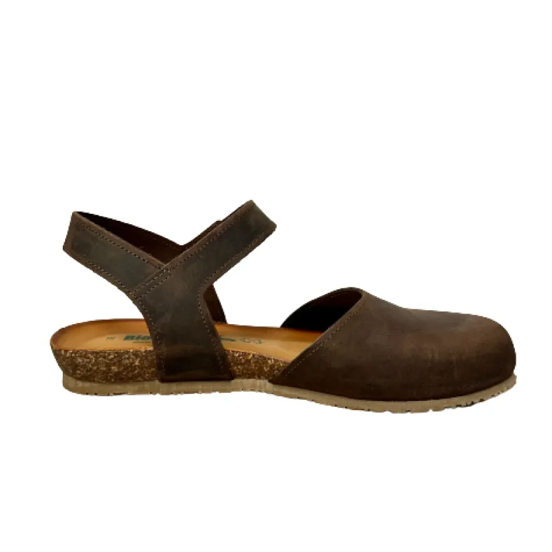 Closed Toe Bionatura Sandal In Dark Brown Oiled Leather