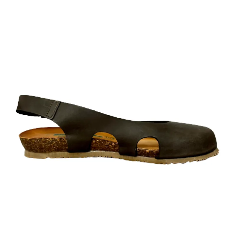 Closed Toe Bionatura Sandal In Dark Brown Oiled Leather