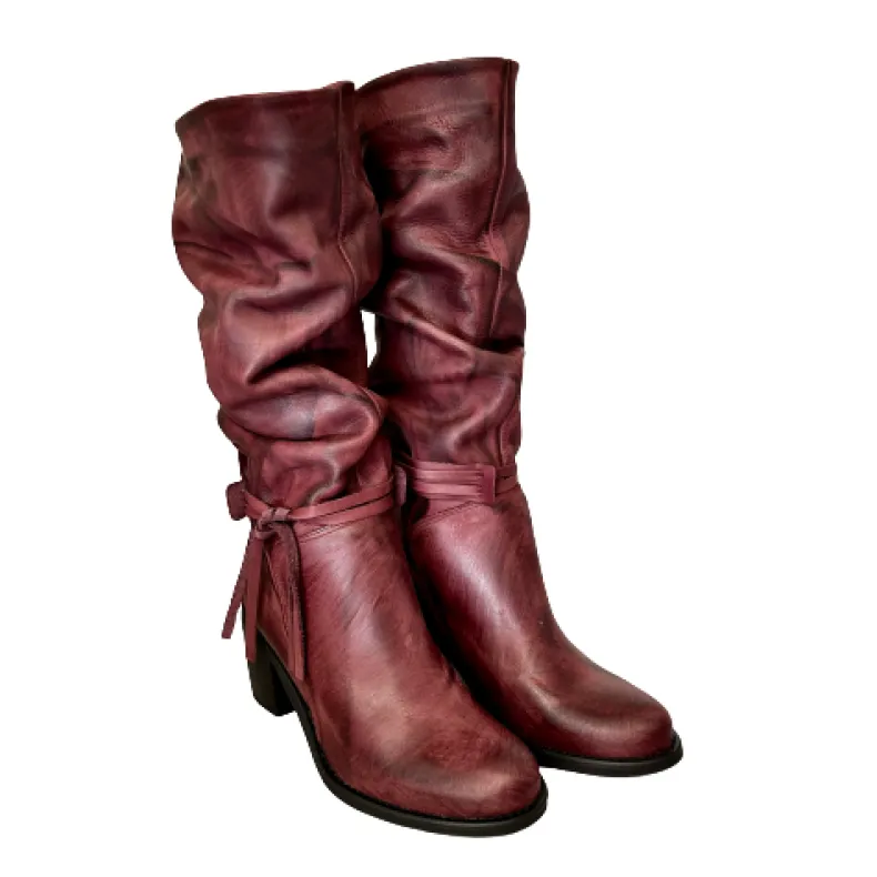 Crafted High Boot Curled Burgundy