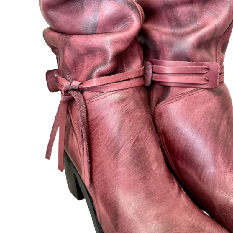 Crafted High Boot Curled Burgundy