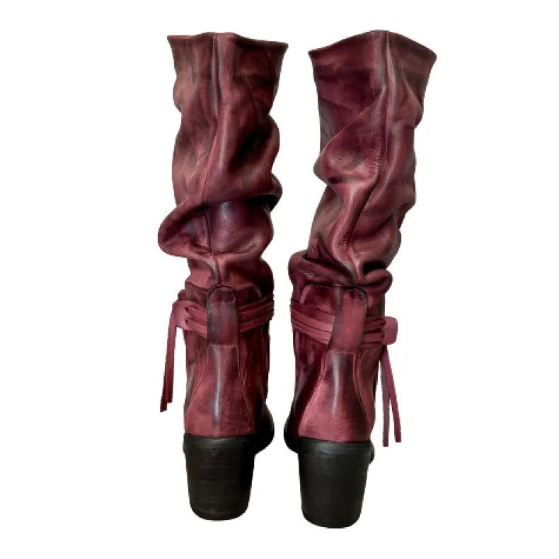 Crafted High Boot Curled Burgundy