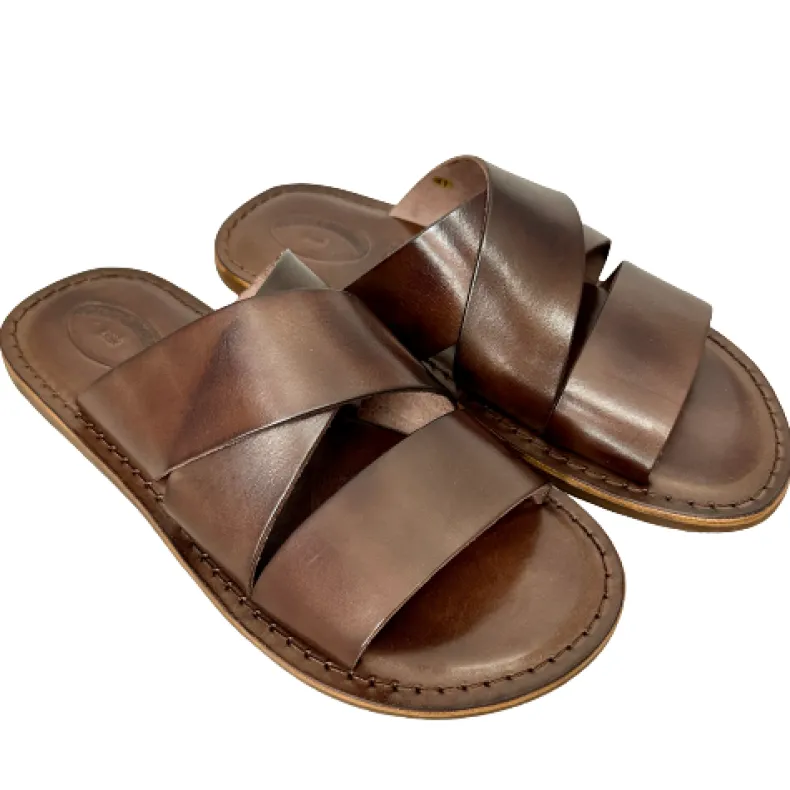 Dark Brown Leather Slipper Mod.7046